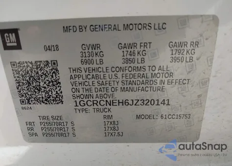 2018 Chevrolet Silverado 1500 Wt from USA, damaged, VIN 1GCRCNEH6JZ320141